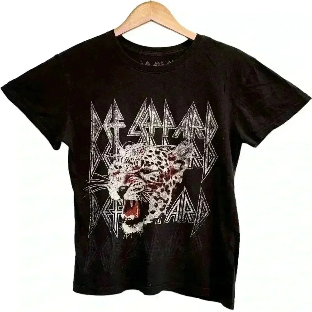 Def Leppard Leopard Tshirt Unisex Band 80s Vintage Tee Rock Classic Black Small